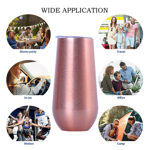 Custom Logo Sublimation <b>Blank</b> Laser <b>Engraved</b> Double Wall Stainless Steel Stemless 6oz Insulated Wine Glass <b>Tumbler</b> Cups With Lid - Product Image 3