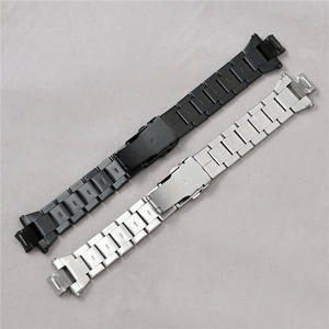 Bracelet de montre en acier inoxydable massif de 14 mm avec boucle déployante, extrémités convexes modifiées, pour <span class=keywords><strong>G</strong></span>-<span class=keywords><strong>Shock</strong></span> GST-B400 - Product Image 2