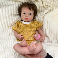 Poupées Reborn en Silicone Corps Entier de 18 Pouces LouLou Cheveux Bruns Racineux pour Compagnie Émotionnelle - Vente en Gros
