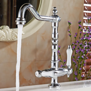 <span class=keywords><strong>Robinet</strong></span> mélangeur d'eau chaude et froide à <span class=keywords><strong>double</strong></span> poignée, <span class=keywords><strong>robinet</strong></span> de cuisine moderne pour hôtel, bec rotatif à 360 ° - Product Image 3