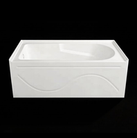 Baignoire autoportante rectangulaire en acrylique blanc avec jupe avant, moderne, portable, écologique, garantie 5 ans, pour salle de bain intérieure