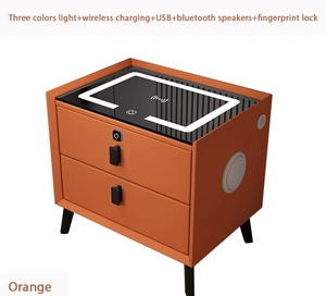 Table de <span class=keywords><strong>chevet</strong></span> VL en verre trempé avec haut-parleur, chargeur latéral et lumière LED - Product Image 5