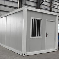 Rumah Kontainer Lipat yang Dapat Diperluas, Rumah Modular Prefab Berbingkai Kaca Hitam untuk Kantor Lapangan & Akomodasi