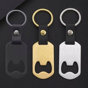 Porte-clés décapsuleur en acier inoxydable avec logo gravé au laser, en cuir PU, idéal pour la promotion - Product Image 3