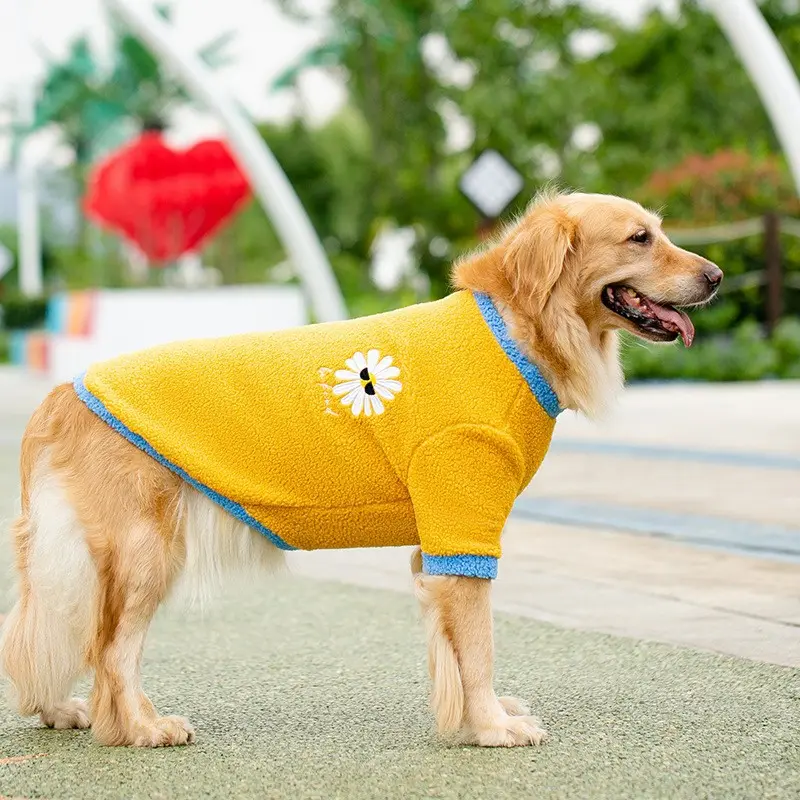 Moletom de lã Sherpa para cães de estimação, moletom de algodão para uso doméstico, roupas de inverno macio e luxuoso para cães, bordado, fabricante por atacado