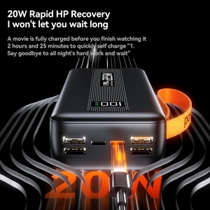 พาวเวอร์แบงค์ขนาดใหญ่ 30000mAh พร้อมโลโก้สั่งทำ หน้าจอ LED รองรับ QC3.0 PD 22.5W ชาร์จเร็ว สายชาร์จ ไฟฉาย ที่จับ USB Micro USB สำหรับมือถือ - Product Image 6