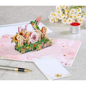 Hummingbird Mama Bear 3D Pop-Up Mother's Day Greeting Cards Paper Irregular Shape <b>Matte</b> <b>Varnish</b> Digital Printing 4 Color Vietnam - Product Image 5