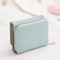 Dompet Uang Tunai Kartu Kredit Wanita Tahan Air Penutup Ritsleting Multi-lapis Tiga Lipatan Pendek untuk Penggunaan Sehari-hari