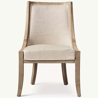 Fauteuil de salle à manger en tissu avec structure en bois de style français, chaise de cuisine pour la maison, mobilier d'hôtel