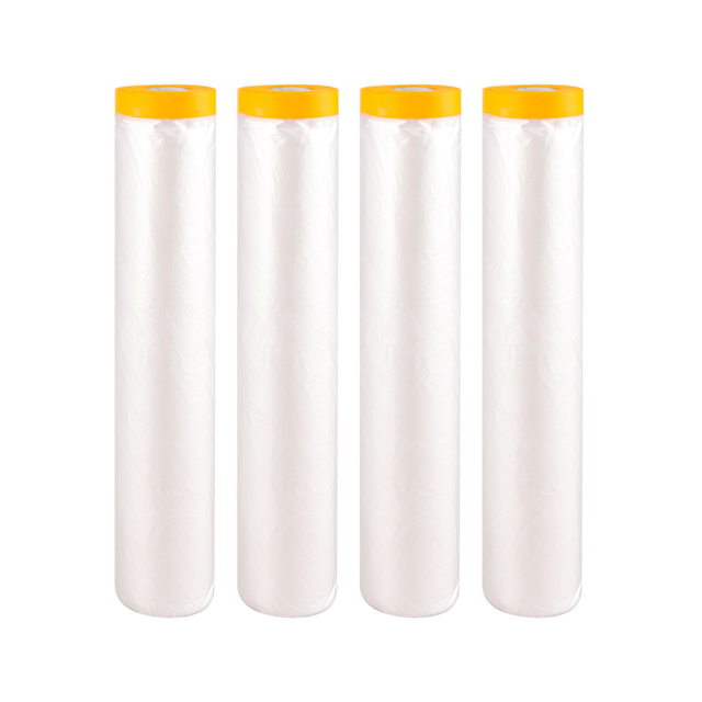Wholesale HDPE Plastic Sheeting Pre-Taped Sticker Masking Film Drop Cloth for Furniture Painting Covering Appliance Protection