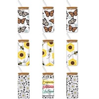 Transferts UV DTF Libbey Wraps 16oz personnalisés pour gobelets, prêts à être expédiés, avec logo personnalisé pour gobelets.
