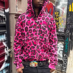 Sweat à capuche zippé Hip Hop Streetwear pour hommes, design imprimé numérique DTG personnalisé, en coton molletonné épais French Terry - Product Image 3