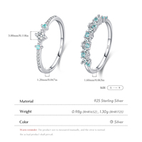 Bague en argent sterling 925, alliance éternelle exquise, couleur Paraiba, CZ vert menthe, bagues empilables pour femmes, bijoux fins