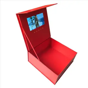 цветная карточка световой короб Suppliers-Роскошные 7 дюймов ЖК-экран Магнитная Подарочная коробка Лента Блеск для губ Подарок Видео ящик для цветов с видео экран