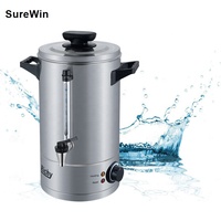 Bouilloire électrique commerciale de 10 litres en acier inoxydable avec élément chauffant et jauge de niveau d'eau visible