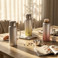 Set Hadiah Bisnis Modern Berkualitas Tinggi 27oz, Botol Air Titanium, Mug Perjalanan, Tumbler Vakum, Kompartemen Teh Terisolasi, Dilengkapi Pegangan