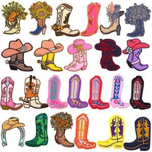 Patchs brodés personnalisés thermocollants en gros pour vêtements et chapeaux, motif bottes de cowboy/cowgirl - Product Image 4