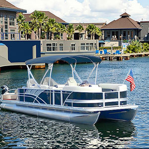 Allhouse Luxo 25FT Pro Pontão Barco Moderno Alumínio Casco <span class=keywords><strong>Parasailing</strong></span> Guincho Sistema Arnês Racks Outboard para Rio - Product Image 1