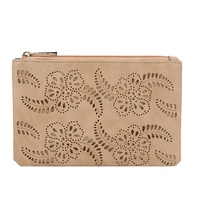 Faux cuir PU ajouré au laser, de luxe, en faux cuir, style rétro, design simple, petite pochette à fermeture éclair, sac de cosmétiques, 10 pièces