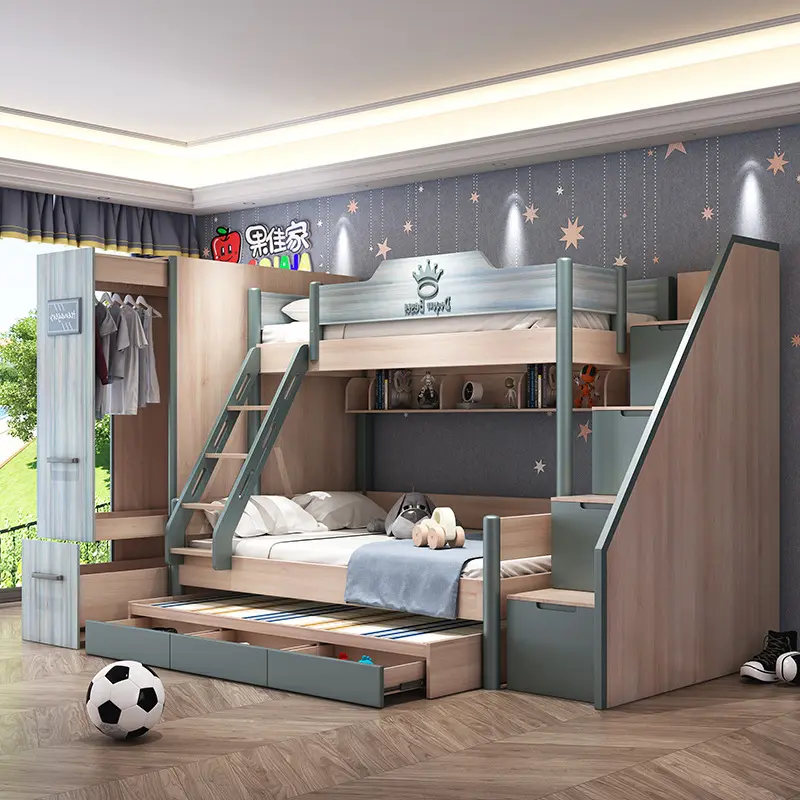 Детская двухъярусная кровать ZZBIQS из дерева и МДФ, деревянные детские кровати, наборы для спальни, мебель для спальни