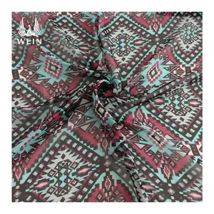 Tecido de chiffon estampada design étnico, para vestido e lenço a02, africano, tecido de seda 100% poliéster liso 57/58"