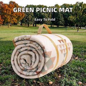Custom <b>Large</b> Green Waterproof Summer Picnic Mat <b>Inflatable</b> Lightweight Oxford Cloth Park Hiking Camping Outdoor Beach Barbecue - Product Image 2