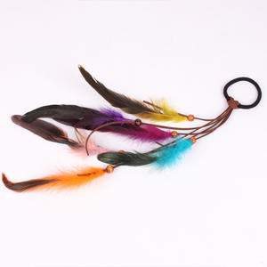 时尚波西米亚羽毛头带夹绳女士节日发饰孔雀羽毛头巾女士调节发带 - Product Image 6