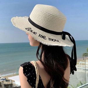 Personalized Printed <b>Flat</b> Top <b>Hat</b> Beach Vacation Casual Embroidered Straw <b>Hat</b> Fashion Large Brim Sun <b>Hat</b> - Product Image 4