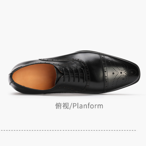 Chaussures Richelieu Oxford en cuir noir pour hommes, en cuir de veau pleine fleur italien, semelle en caoutchouc, pour occasions formelles, affaires, mariage, printemps, chaussures de luxe - Product Image 2