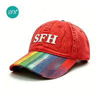 Gorra de Béisbol Personalizada con Bordado 3D, Estampado Arcoíris Desgastado, Visera Curva Ajustable, Estilo Vintage para Fiestas al Aire Libre