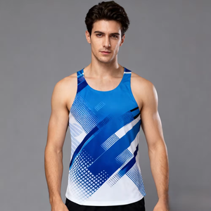 DEZE High Quality Custom Logo Quick Dry Breathable Moisture Wicking Mesh Men <b>Running</b> <b>Singlet</b> for Marathon Activewear Gym Fitness - Product Image 1