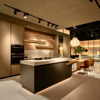 Meubles de cuisine modernes KOJOON, armoires de rangement en bois bleu marine, meubles intelligents en bois massif, îlot de cuisine de luxe, ensemble d'armoires de cuisine