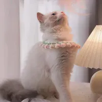 ペットアクセサリー手編みかぎ針編みネックレス猫スカーフかわいいペットネックコットンカラー子猫よだれかけ