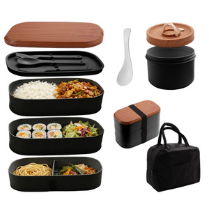 Lonchera de Estilo Japonés con Logotipo Personalizado, Lonchera de Plástico de Doble Capa de Gran Capacidad para Trabajadores de Oficina, Apta para Microondas, con Bolsa - Product Image 1