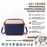 Tas Selempang Kulit PU Embos Biru Denim Krim Mewah Fashion Elegan Bergaya Chic Sehari-hari Wanita Tas Selempang OEM Custom