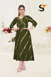 Wholesale <b>Supply</b> Designer Alia Cut <b>Stitched</b> Kurtis Perfect for Festival and <b>Party</b> Wear Available at Affordable Wholesale Price - Product Image 4