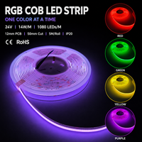 Ruban LED COB haute densité à changement de couleur, ruban LED flexible de 12 mm sur circuit imprimé pour la décoration de plafonds et d'armoires