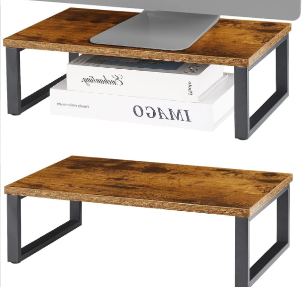 2024 Wood Bamboo Dual Computer Monitor Riser Desktop Screen Laptop Monitor Stand
