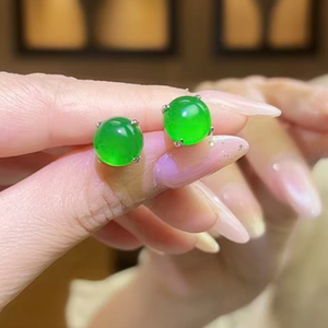 FYED 10MMT ต่างหูแบบติดหูประดับด้วยโลหะผสมเคลือบทองสีเขียวธรรมชาติ - Product Image 1
