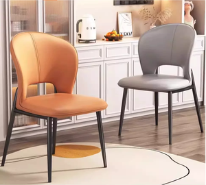 Chaises de salle à manger rembourrées de style nordique, luxe, hauteur réglable, pieds en métal, utilisation moderne pour hôtel et appartement, minimaliste - Product Image 3