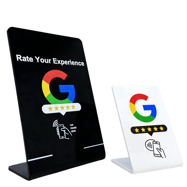 Custom Printing Acrylic Nfc Table Display Stand Restaurant Menu Nfc Google Review Nfc Stand Table Display