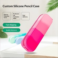 Étui à crayons en silicone pour les élèves du primaire ; Pochette de papeterie de style minimaliste, résistante à la saleté, lavable, couleur dégradée