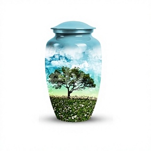 Nature Themed Metal <b>Large</b> <b>Urn</b> for Ashes Mom & Dad - Cremation <b>Urn</b> for Adult Ashes Male & Female <b>Urns</b> With Free Velvet Bag - Product Image 1