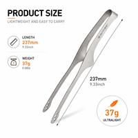 Pinces à barbecue en titane 237 mm, pinces de grillades légères en titane pur à 99,6 %, outil de cuisson pour le camping, accessoires de barbecue en plein air