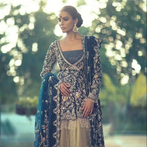 ATIYA LIBAS Magnifique Kurti en acétate indien/pakistanais avec robe Lehenga Choli Broderie Zardozi lourde pour le mariage des femmes-2019 - Product Image 5