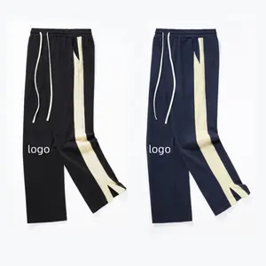 Personalização Wide Leg Side Stitching Stripes Calças Homem Solto Fit Bottom Split Jogging Pant Men's Gym Joggers For Men