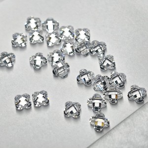 Four Petal Plum Blossom Cut 6x6mm White Cubic Zirconia For Jewelry Making - Product Image 4