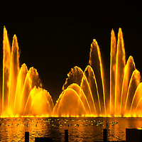 Fontaine musicale programmable - Fontaine dansante extérieure avec diverses variations de musique, de lumières et de motifs d'eau