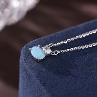 KAAN JEWELRY Luxus Silber Oval Türkis Anhänger Damen Halskette Design Einfach und dennoch exquisit Geeignet für viele Anlässe