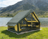 Tente de camping gonflable 6.3 Oxford double couche pour 3-4 personnes, une chambre, légère, quatre saisons, grande porte, grand hublot en TPU, montage rapide